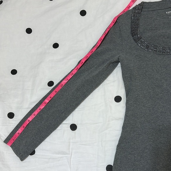 Express Gray Sexy Stretch Scoop-Neck Long Sleeve Top - Picture 4 of 8